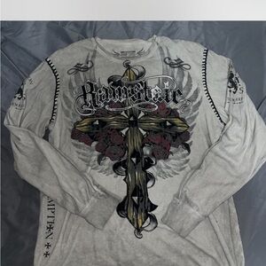 Raw State Gray Graphic Long Sleeve Shirt